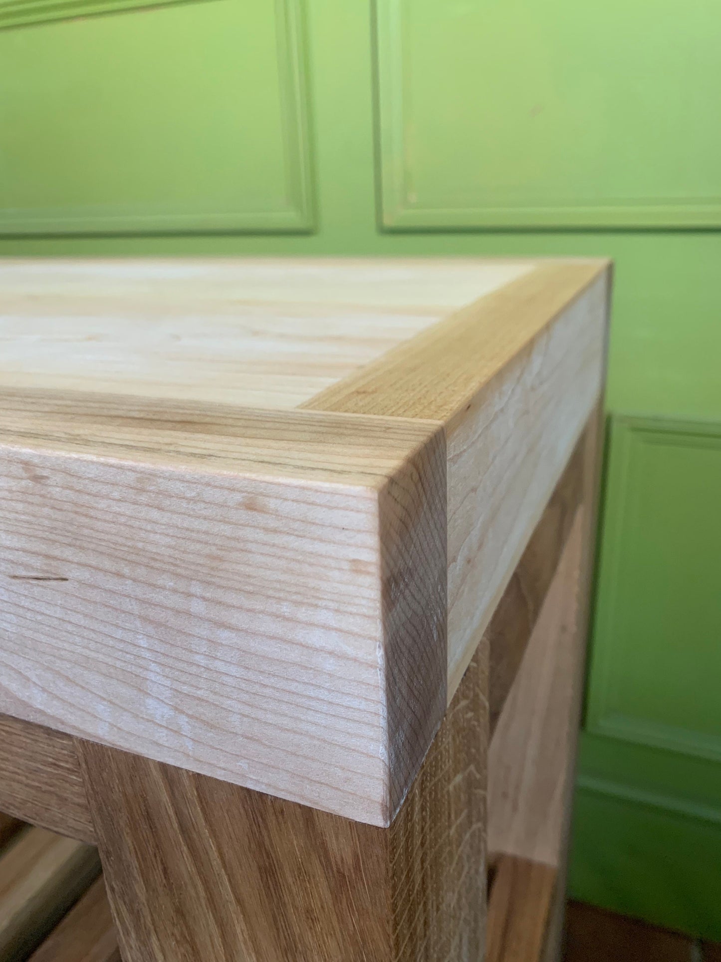 For Barbara: Deposit for the Cottingham Kitchen Island, butchers block, in oak and maple. 1 drawer, 2 shelves, castors.