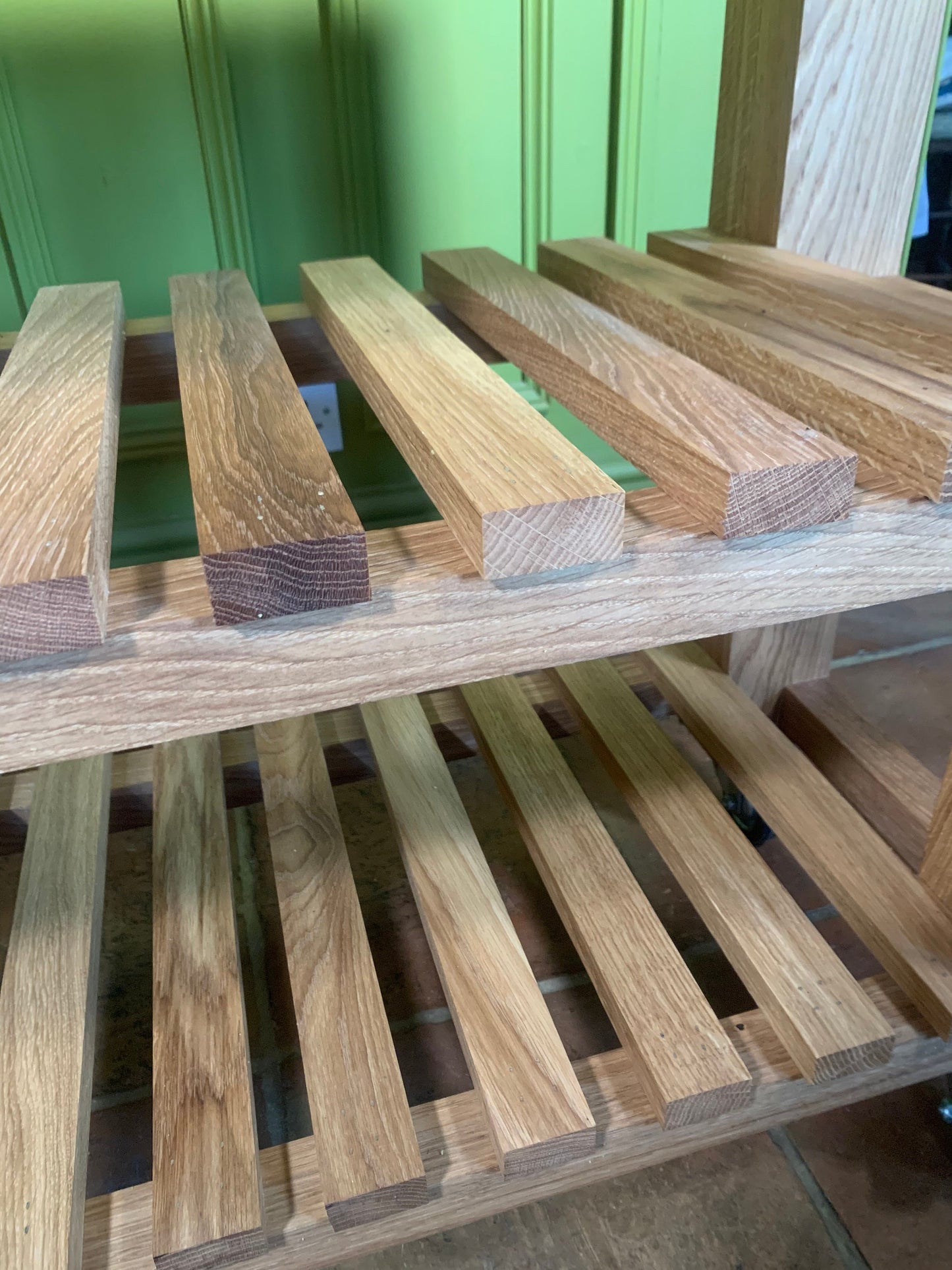 For Barbara: Deposit for the Cottingham Kitchen Island, butchers block, in oak and maple. 1 drawer, 2 shelves, castors.