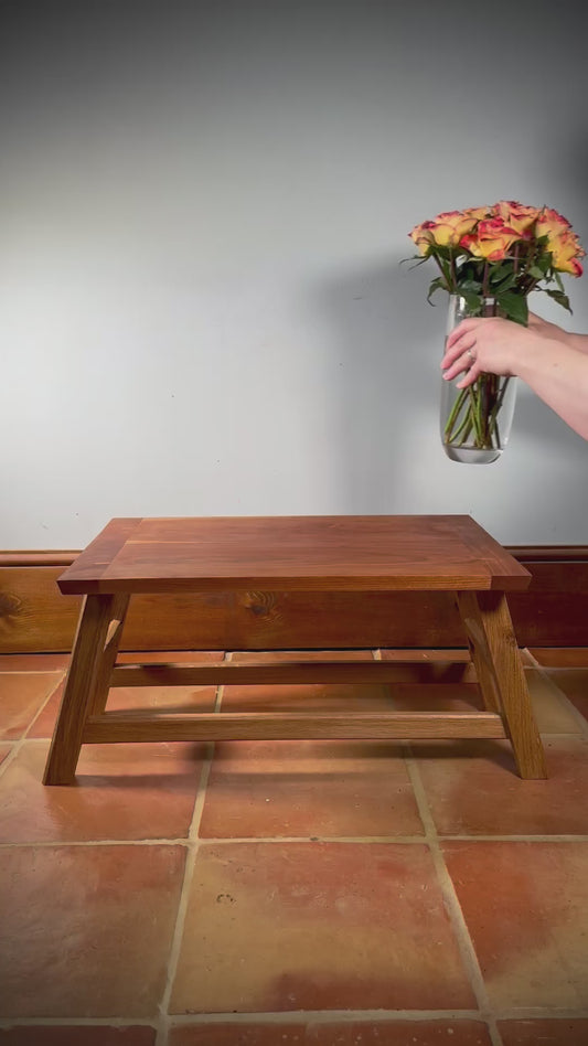 Handmade Elm Top Coffee Table with Oak Legs - Ideal for Small Spaces | Compact, Stylish, & Durable