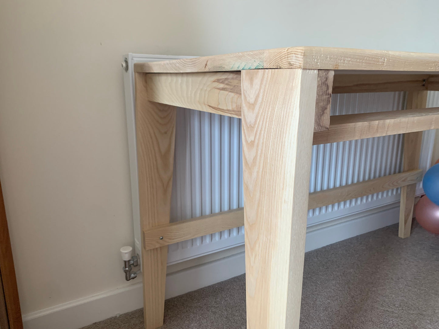 Ash Desk for Office or Bedroom - Farmhouse Desk with Wood Legs - Wooden Console Desk & Table