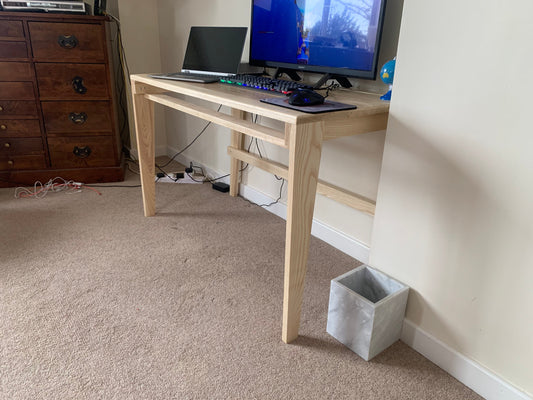 Ash Desk for Office or Bedroom - Farmhouse Desk with Wood Legs - Wooden Console Desk & Table