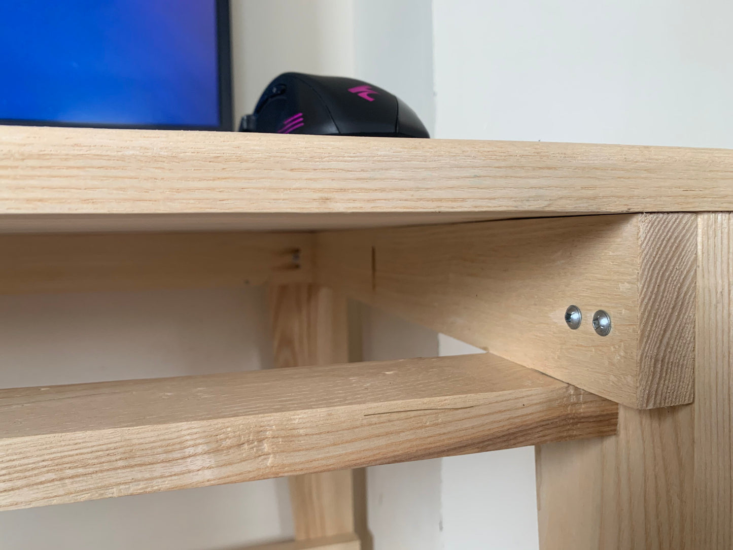 Ash Desk for Office or Bedroom - Farmhouse Desk with Wood Legs - Wooden Console Desk & Table