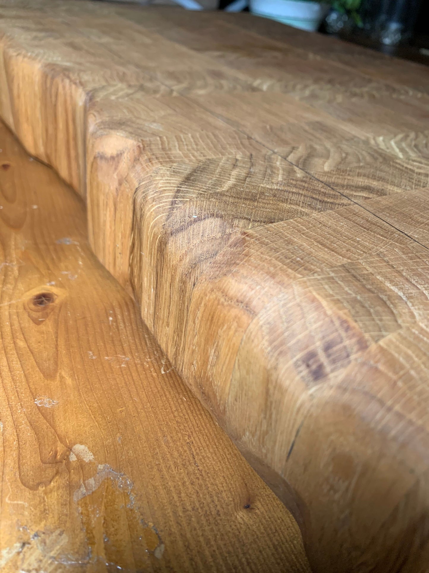 Personalised end grain butchers block, oak, natural edge. Cutting board, charcuterie board, chopping board, serving platter