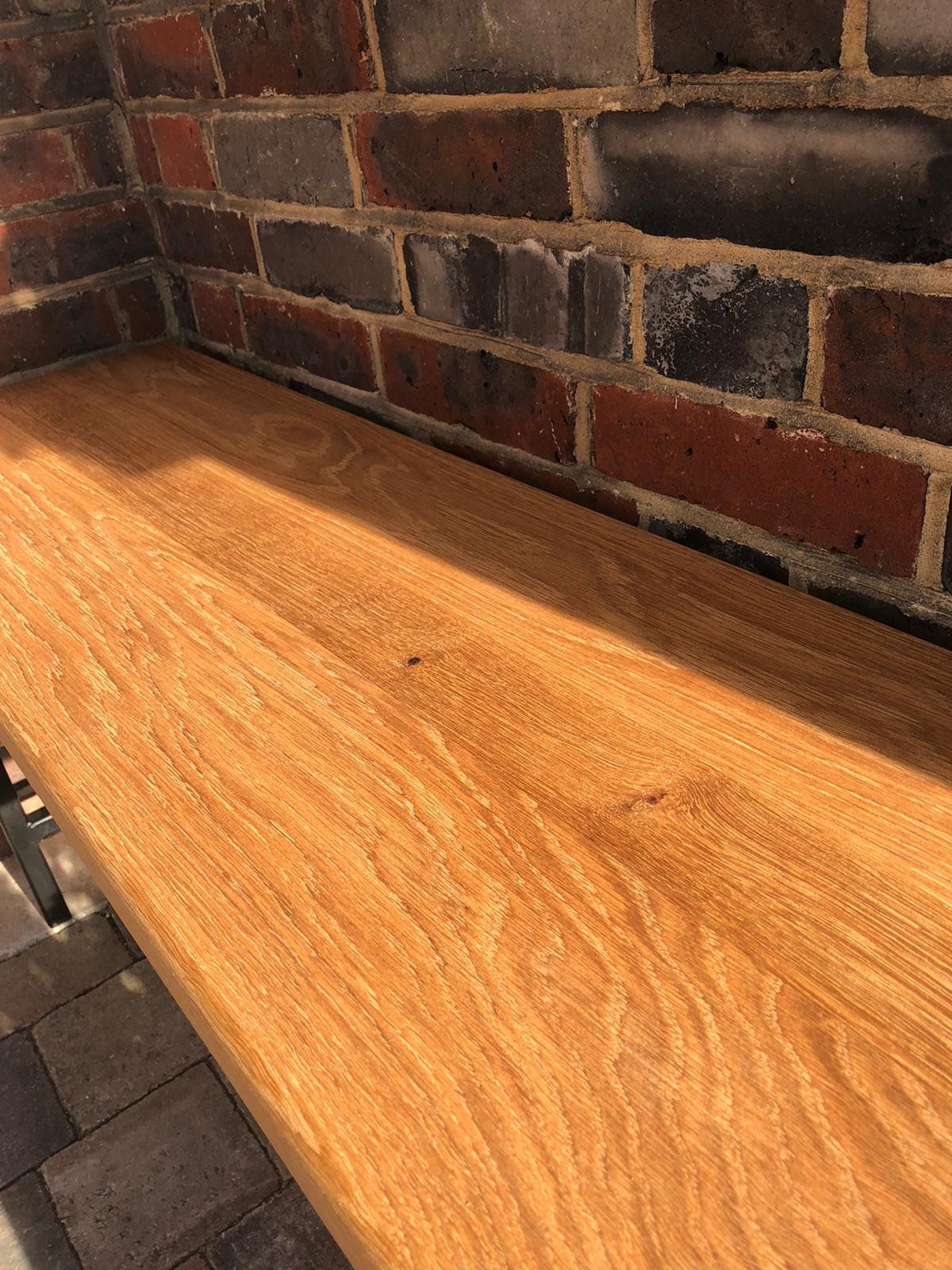 Hallway or porch bench, oak with steel legs