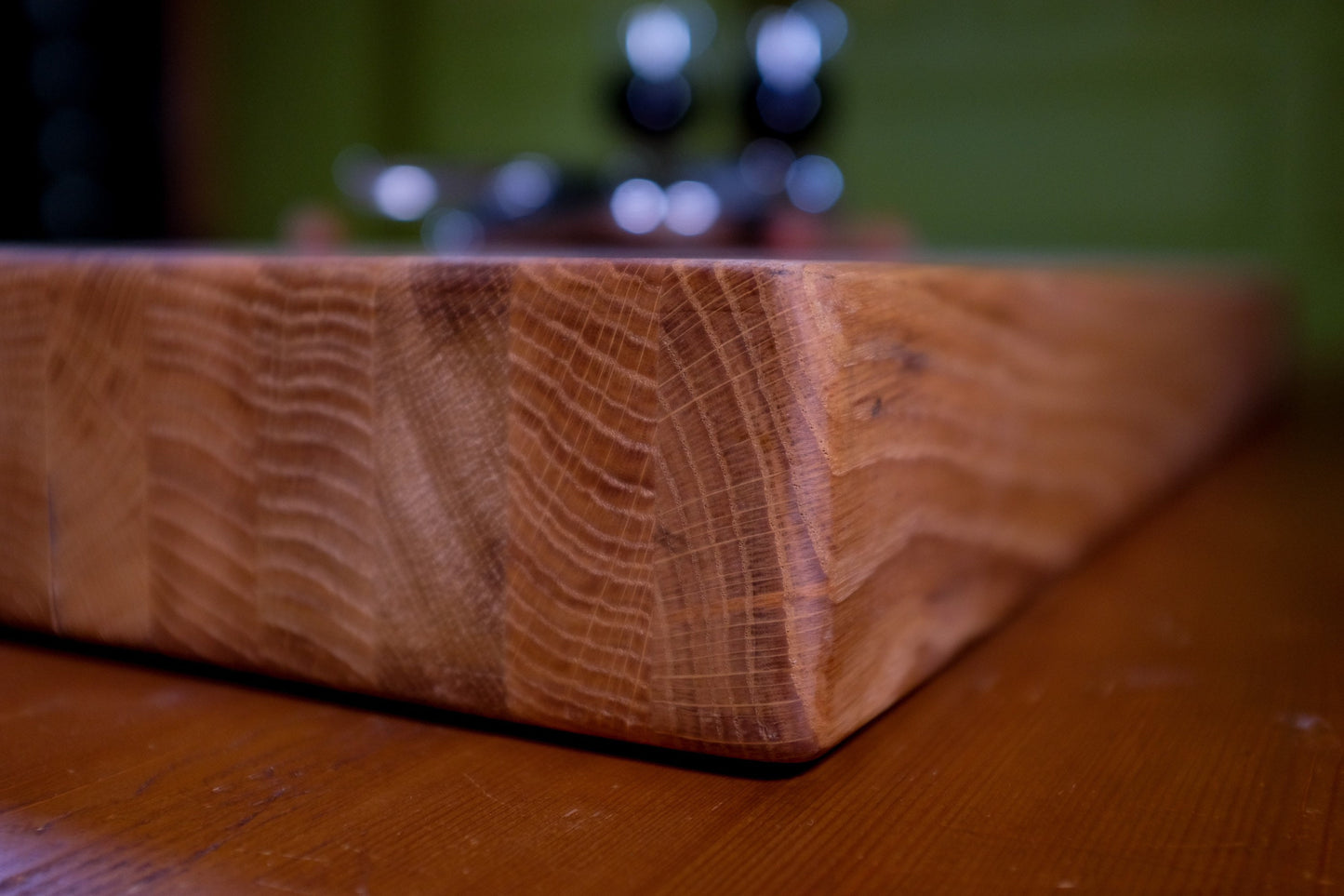 Turntable vibration isolation platform.  Oak, walnut or maple edge grain.  Custom made to order.