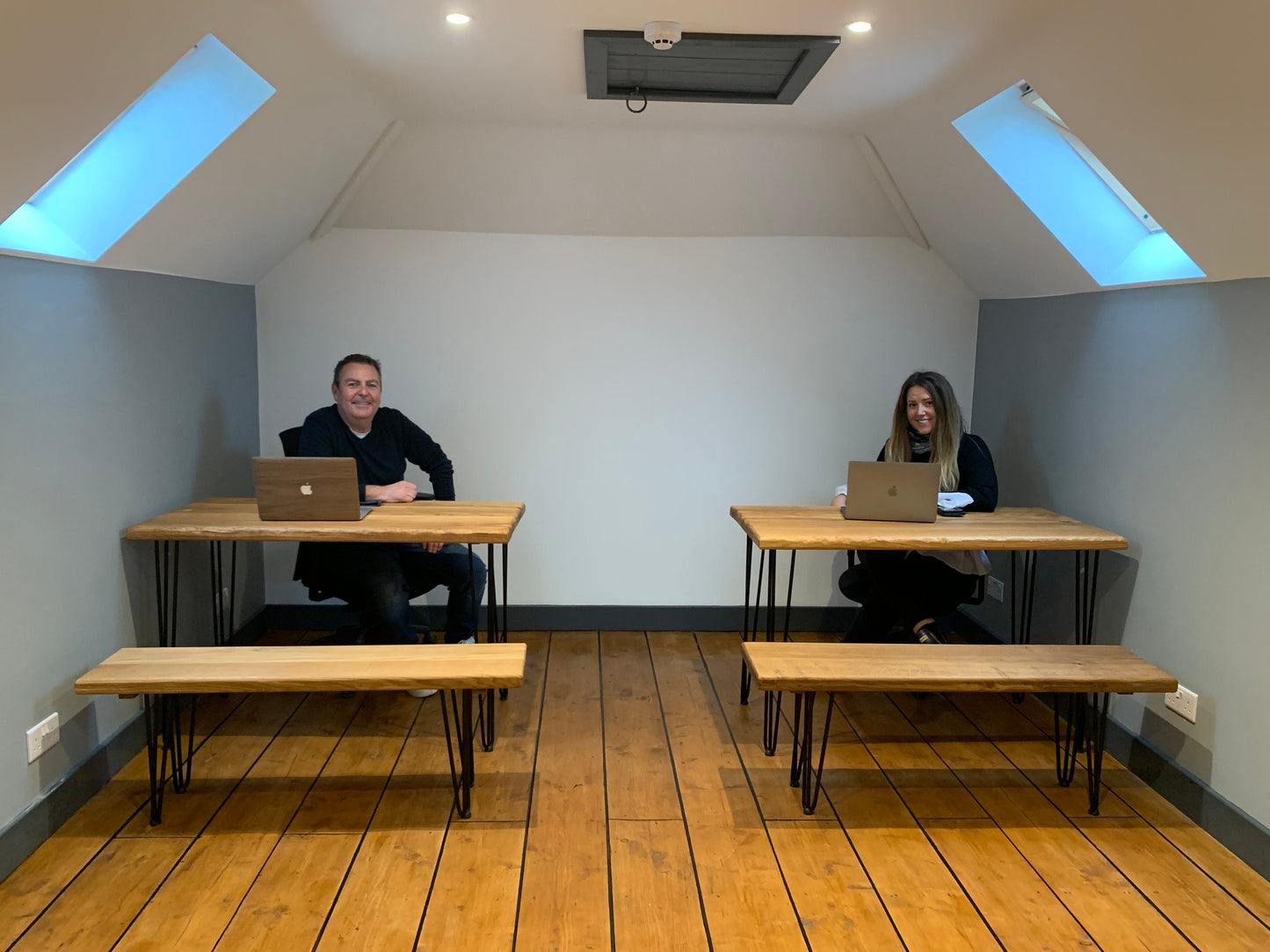 Oak Desk for Office or Bedroom - Farmhouse Desk with Wood Legs - Wooden Console Desk & Table