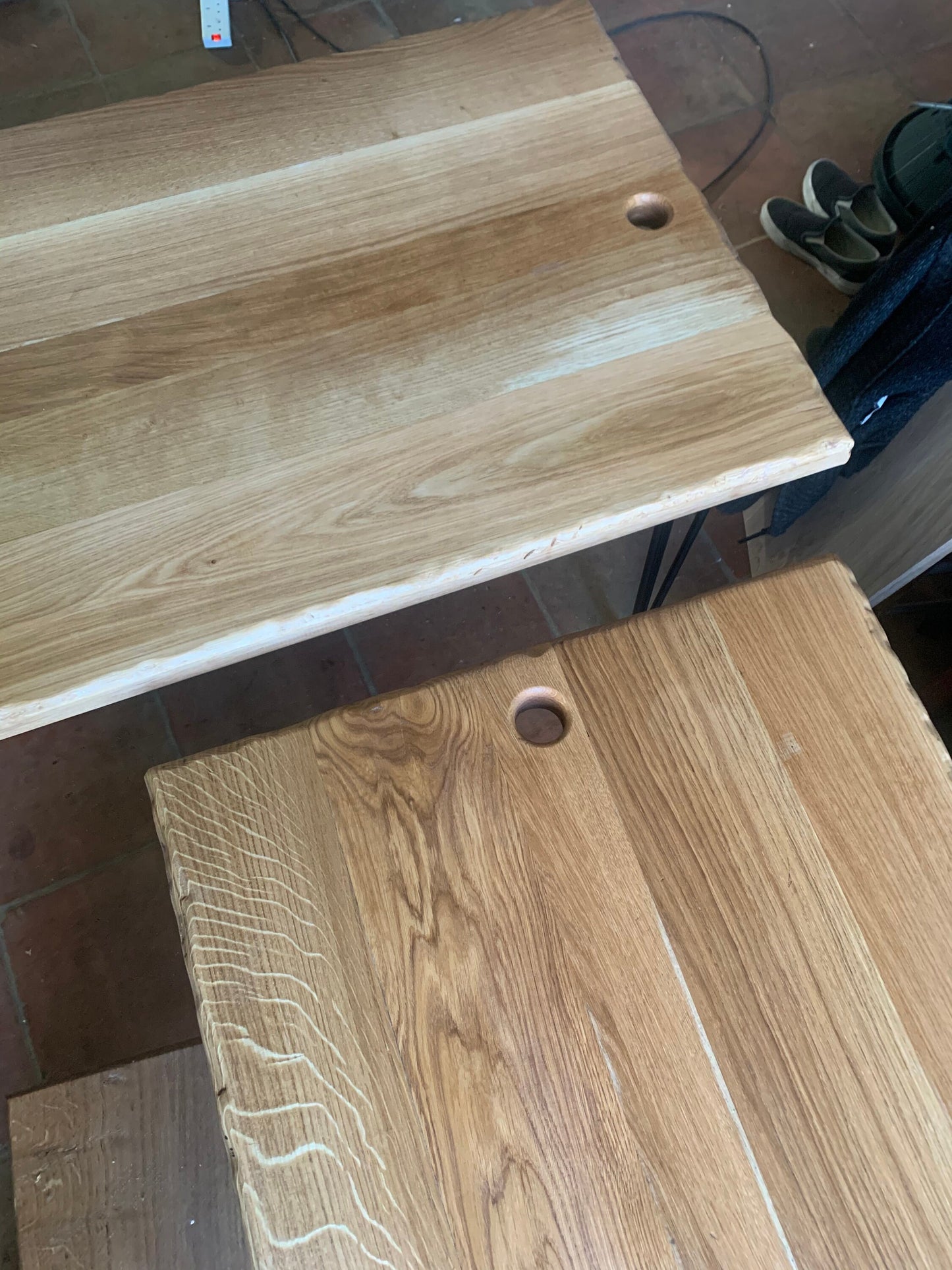 Oak Desk for Office or Bedroom - Farmhouse Desk with Wood Legs - Wooden Console Desk & Table