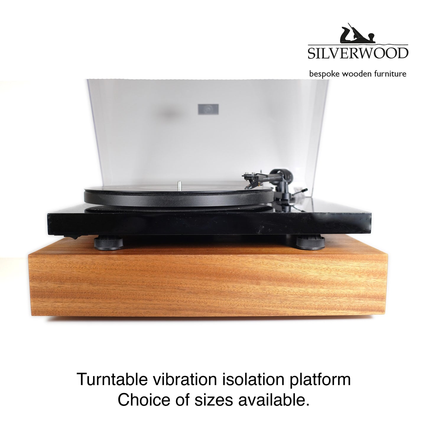 Turntable vibration isolation platform.  Oak, walnut or maple edge grain.  Custom made to order.