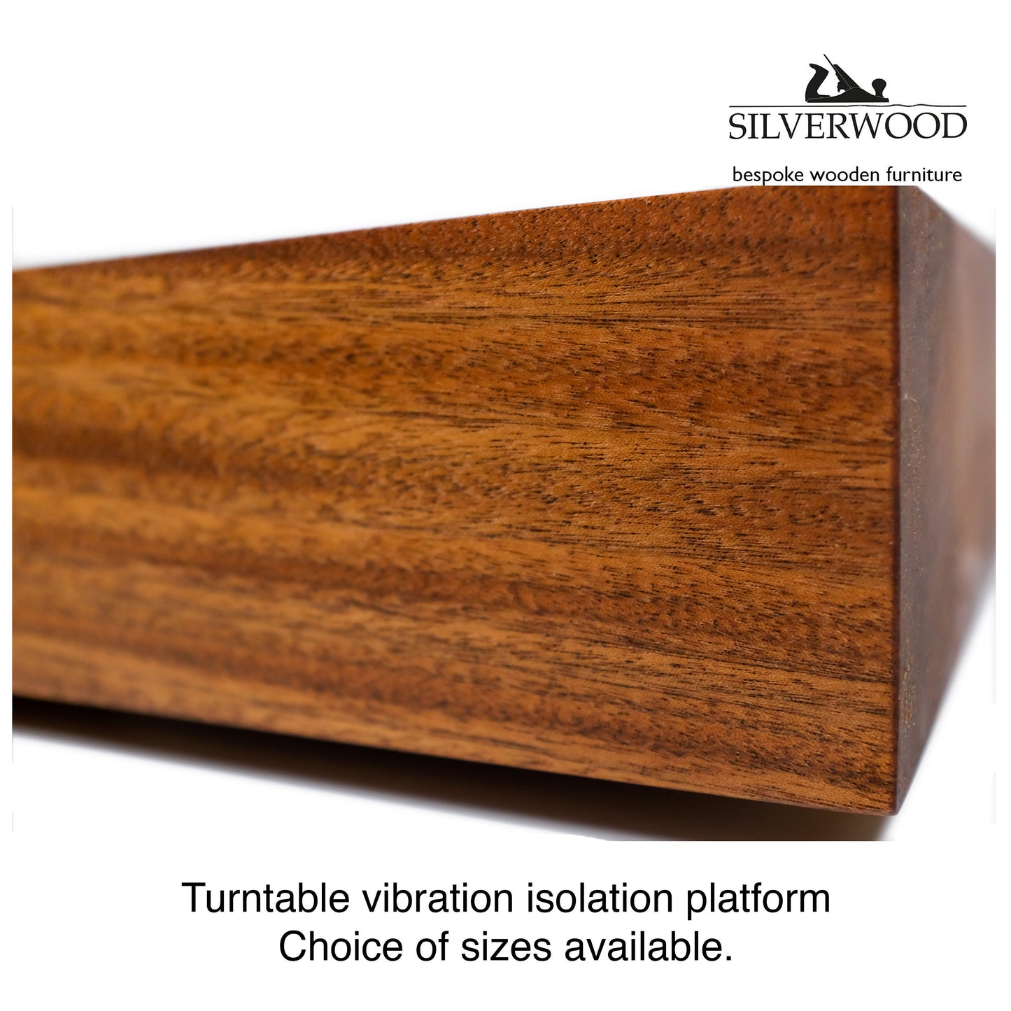 Turntable vibration isolation platform.  Oak, walnut or maple edge grain.  Custom made to order.