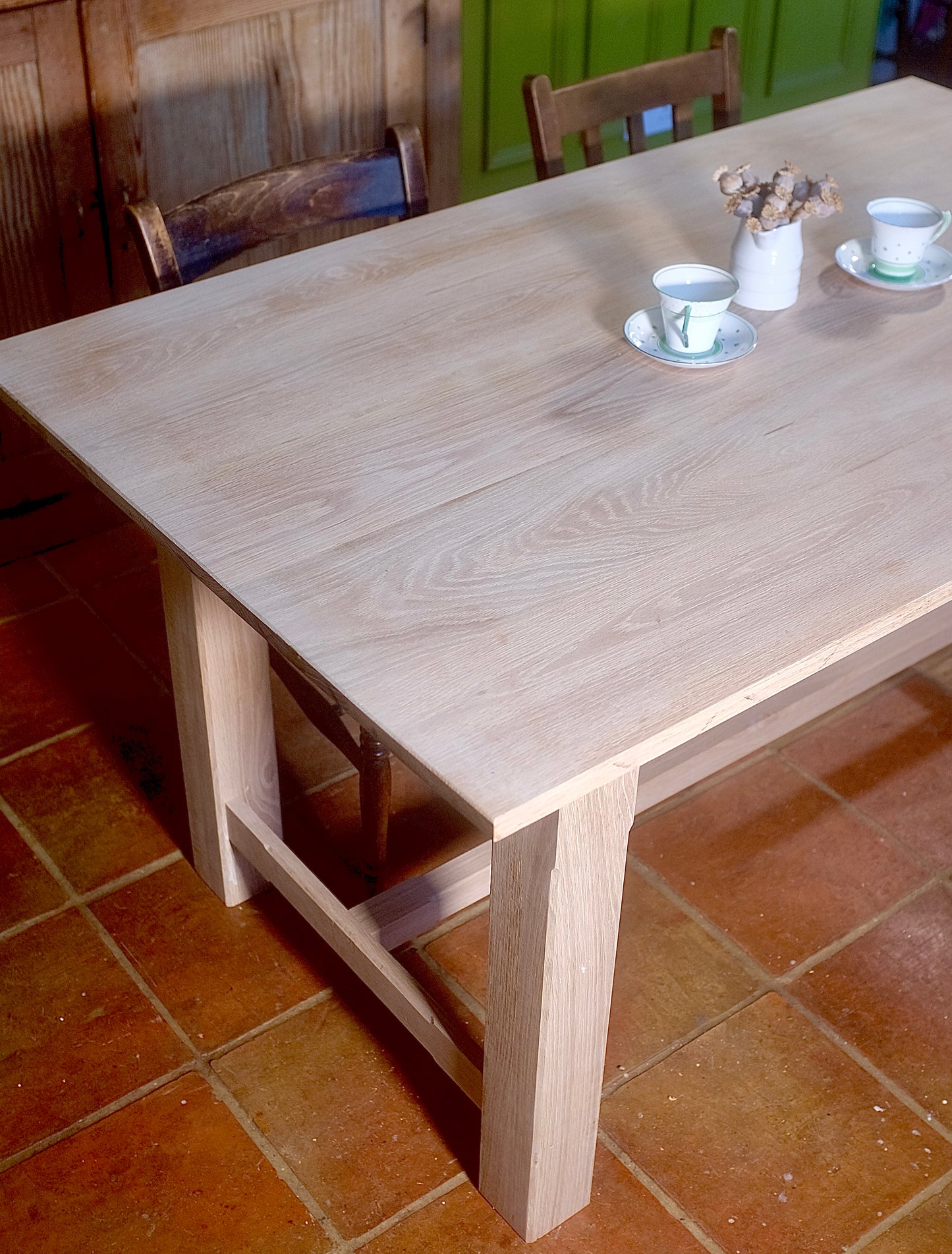Oak farmhouse kitchen dining table